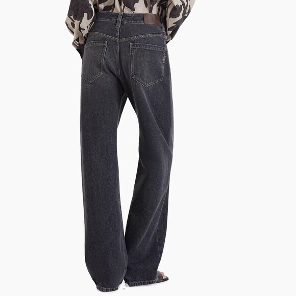 Brunello Cucinelli Monili Tab Jeans Black Denim Relaxed Size 12 New Tag $1,895 - Picture 2 of 16